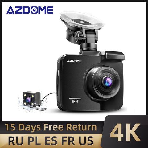 AZDOME GS63H 4K/2880*2160P WiFi Car DVRs Recorder Dash Cam Dual Lens Vehicle  Rear Camera Built in GPS WDR Night Vision Dashcam - Price history & Review