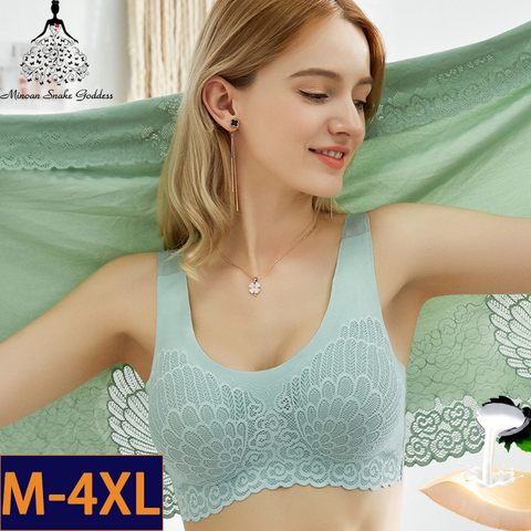 Plus Size Bras for Women 3XL 4XL Push Up Seamles Bra Latex Bralette Top  Bh Comfort Cooling Gathers Shock-Proof Pad Female ► Photo 1/6