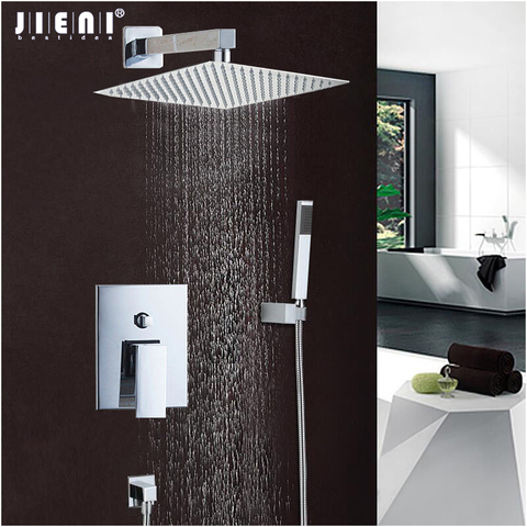 JIENI Good Quality Best Price Chrome Polish Bath Shower Mixer Faucet Set Single Handle Bathroom Rainfall Rain Shower Set Faucet ► Photo 1/6