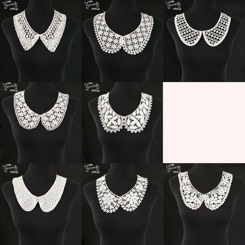 Hot sale White Lace Collar Guipure Floral Lace Fabric Trim DIY Embroidery Lace Neckline Sewing Applique trim Clothing Accessory ► Photo 1/6