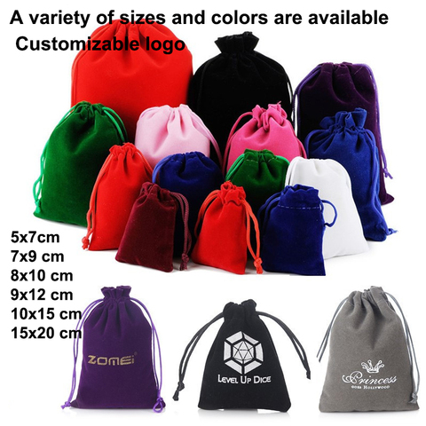 10PCS Coloful Velvet bag Drawstring Pouches Jewelry Packaging Display Drawstring Packing Gift Bags&Pouches Printable Logo ► Photo 1/6