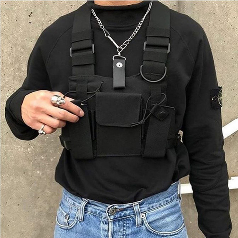 Functional Tactical Chest Bag  Fashion Bullet Hip Hop Vest Streetwear Bag Waist Pack Women Black Chest Rig Bag 233 ► Photo 1/6