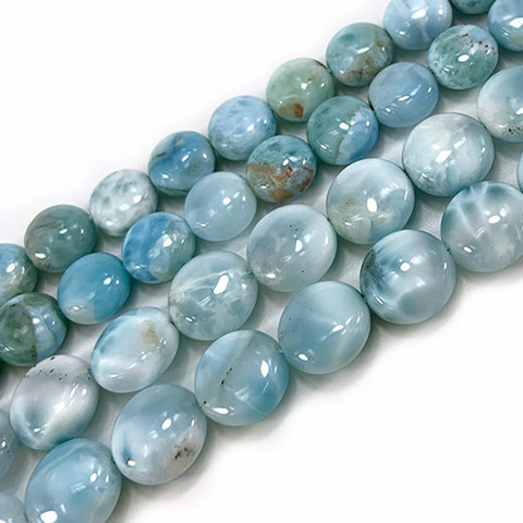 10mm 12mm Natural Larimar Beads 15'' Blue Coin DIY Loose Stone Beads For Jewelry Making Beads Women Men Bracelet Necklace Gift ► Photo 1/6
