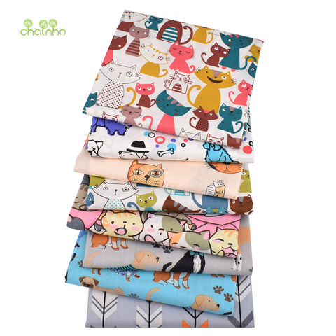 Chainho,8pcs/lot,Cartoon Animal Series,Printed Twill Cotton Fabric,Patchwork Cloth,DIY Sewing Quilting Material ForBaby&Children ► Photo 1/6