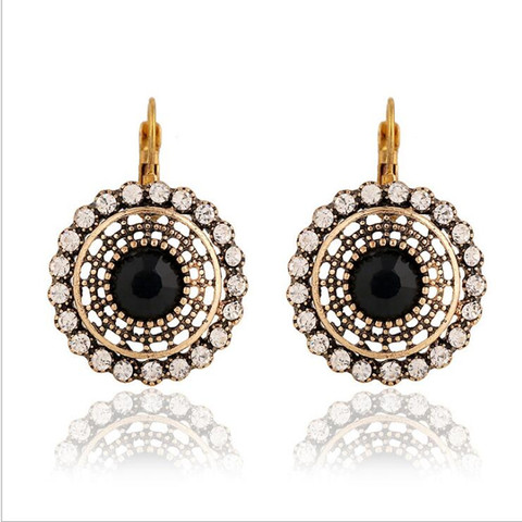 fashion Bohemian big sunflower drop earrings vintage white/black stone women drop earrings one pair xye235 ► Photo 1/2