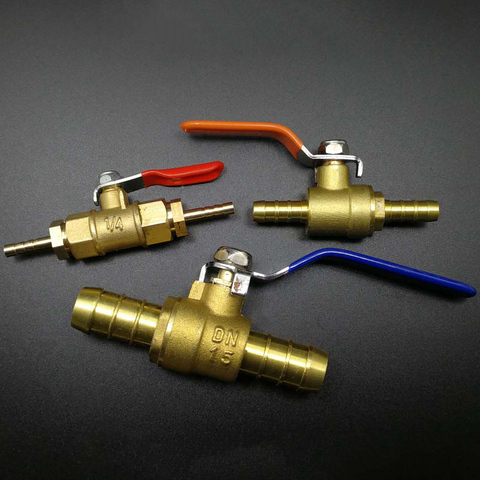 4MM  6mm 8mm 10mm 12mm 14mm 16mm 19mm 25mm Hose Barb Two Way Brass Shut Off Ball Valve For Fuel Gas Water Oil Air ► Photo 1/1