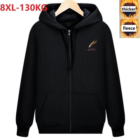 autumn men fleece warm Hoodies zipper hooded Sweatshirts sportwear 8XL plus size winter sports oversize loose coat hoody cotton ► Photo 1/6