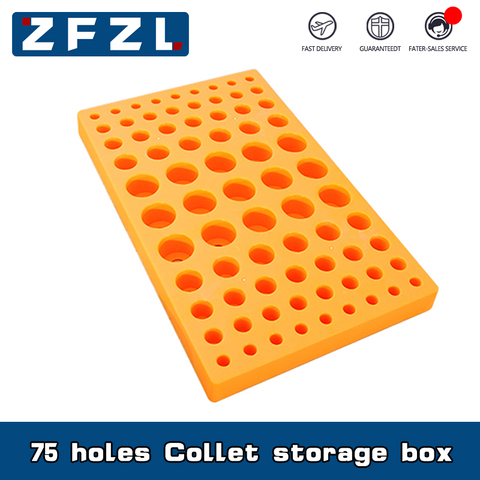 New CNC machine tool ER collet storage box 75 hole ER11 ER16 ER20 ER25 ER32 hard plastic storage and finishing box ► Photo 1/4