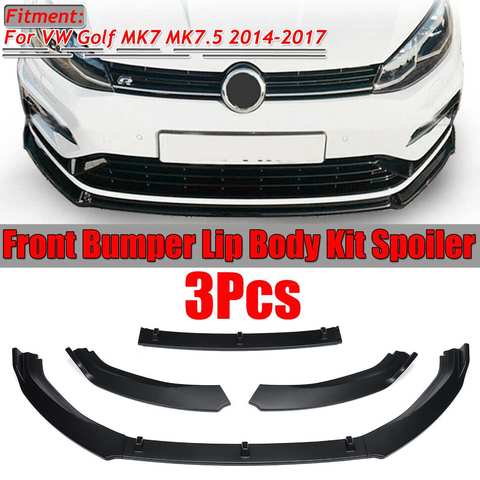 3pc Car Front Bumper Splitter Lip Spoiler Diffuser Guard Cover Trim For Volkswagen For VW For Golf MK7 MK7.5 2014 2015 2016 2017 ► Photo 1/6