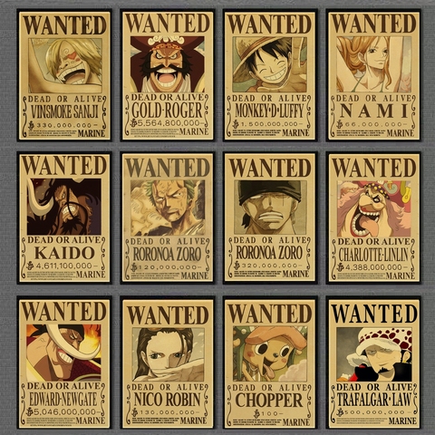 Buy Online Home Decor Wall Stickers Vintage Paper New One Piece Wanted Posters Anime Luffy Posters Wall Art Alitools