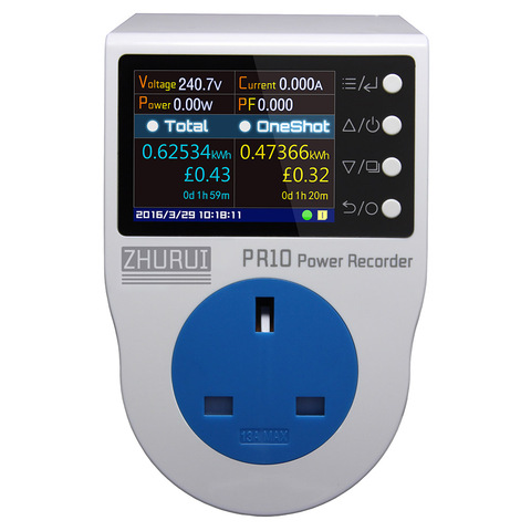 ZHURUI PR10-F BS / UK 13A power metering socket/ kwh meter/ 0.1~3250w/watt meter/energy meter plug ► Photo 1/6