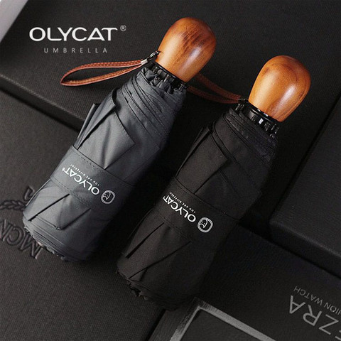 OLYCAT Compact Mini Umbrella Women Kids and Men Umbrella Pocket Umbrella Wood Handle Umbrella Windproof Uv Folding Umbrella ► Photo 1/6