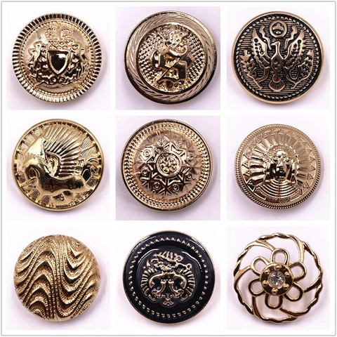 10 Pcs, Classic Fashion Black Gold Round Metal Buttons,DIY Handmade Materials, Clothing Accessories  Buttons ► Photo 1/6