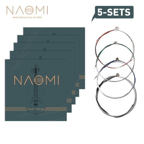 5 Sets Naomi Full Set Violin String Fiddle String Replacement G D A & E Strings 4/4 3/4 1/2 1/4 1/8 Violin Strings ► Photo 1/6