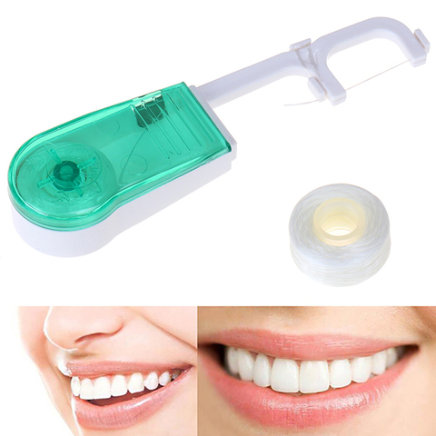 Portable Dental 30/50 Meters Dental Flosser Built-in Spool Wax Replacement Wire Dental Floss Toothpicks Interdental Brush Wire ► Photo 1/6