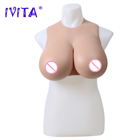 IVITA 100% Full Silicone Boobs Filled Breast Forms Realistic Fake Boobs Enhancer for Crossdresser Drag Queen Shemale Transgender ► Photo 1/6