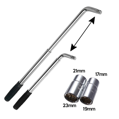 Telescoping Lug Wrench Spanner Lug Wheel Wrench with Sockets Wrench Car Repair Tools 17/19, 21/23mm ► Photo 1/6
