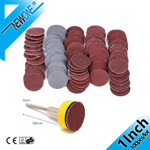 100pcs 1inch 25mm Sandpaper +1'' Abrasives Hook Loop Backing Plate+1/8 Inch Shank Set For Polisher Tools Polishing Accessories ► Photo 1/6