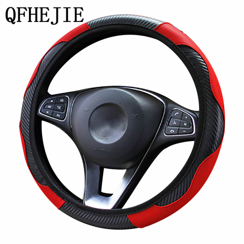 Car Steering Wheel Cover  Breathable Anti Slip PU Steering Covers Suitable 37-38cm Auto steering wheel protective Decoration ► Photo 1/6
