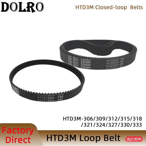 Arc HTD 3M Timing belt C=306 309 312 315 318 321 324 327 330 333 width 6/9/10/12/15/20mm Rubbe Closed Loop Synchronous pitch 3mm ► Photo 1/6
