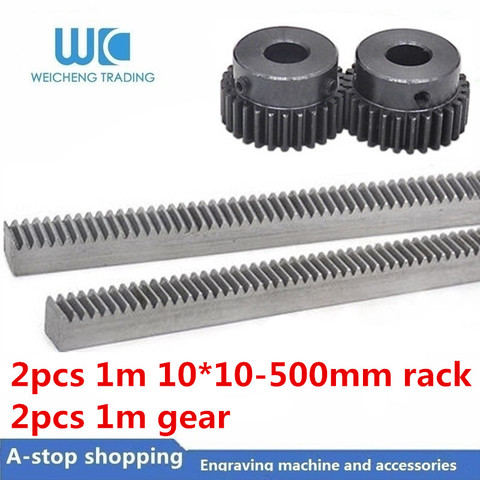 2pcs/lot 1Mod 1 Modulus High Precision Gear Rack steel 10*10*500mm + 2pcs 1M 17teeth 15teeth pinion 45 steel gear metal gear ► Photo 1/6