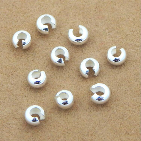 10 pcs/lot 925 Silver color Round Covers Crimp End Beads Dia 3 4 5 6 mm Stopper Spacer Beads For Diy Jewelry Making Findings ► Photo 1/1