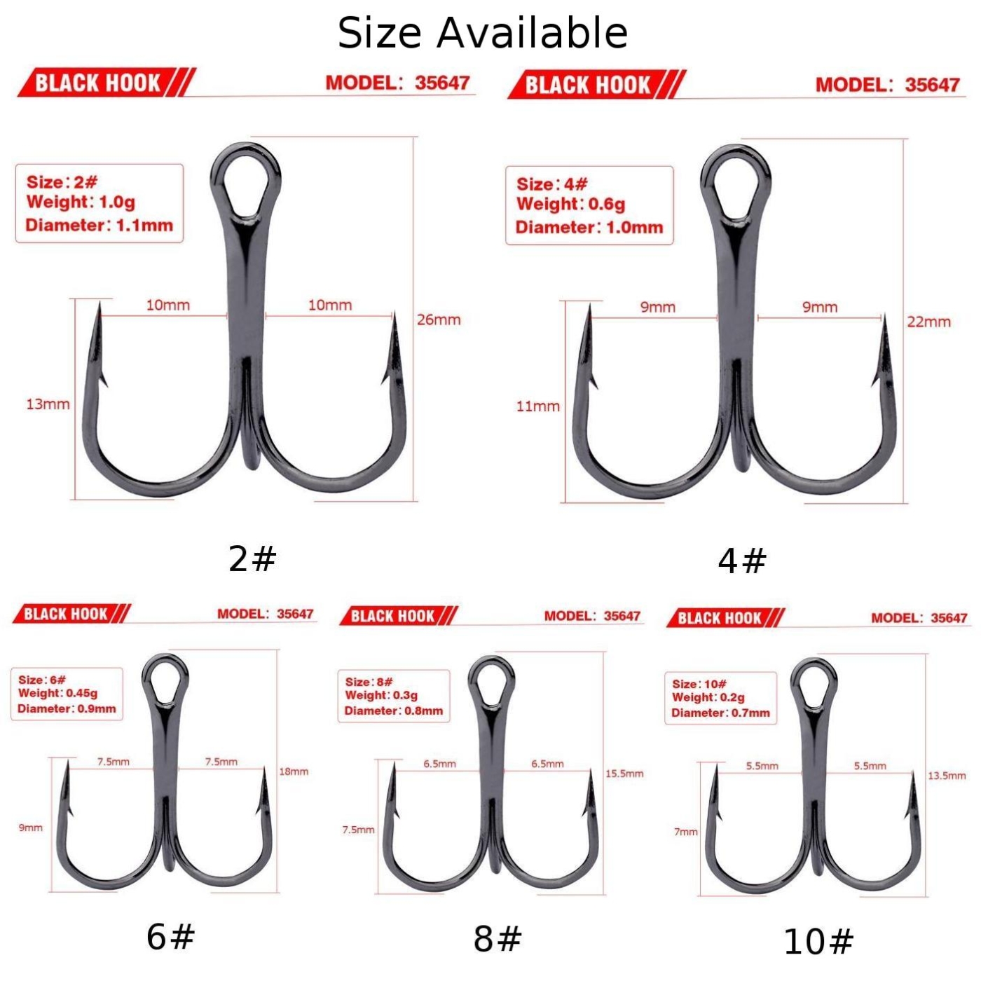 50pcs/Pack Stainless Steel Fishing Treble Hook Black Sharp Triple Hooks Exquisite Workmanship And Long Service Life ► Photo 1/6