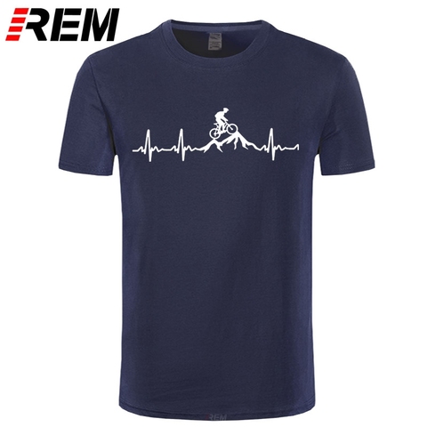 REM Mountain Bike Heartbeat Funny MTB Dirt Bike T Shirt Plus Size Custom Short Sleeve Men's T-shirt Fashion Family Cotton ► Photo 1/6