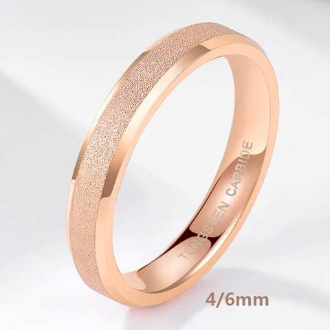 TIGRADE Tungsten Carbide Rose Gold Frosted Ring 4mm 6mm For Women Men Wedding Engagement Band Matte Brushed Female anillos mujer ► Photo 1/6
