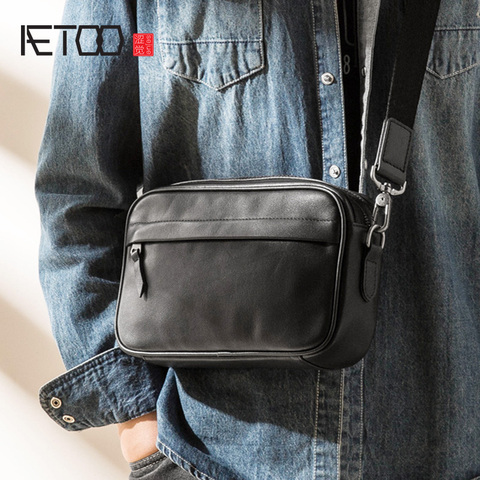 AETOO Leather trend crossbody bag, first layer cowhide casual men's bag, youth personality trend shoulder bag ► Photo 1/6