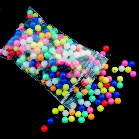 100Pcs/lot 6mm/8mm. Round Luminous Glow Rig Beads Sea Fishing Lure Floating Float Tackles ► Photo 1/4