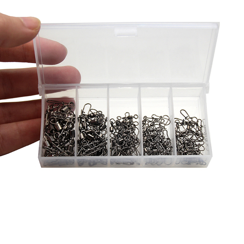 100Pcs/ box Stainless Steel Fishing Swivels Snap Rolling Swivel Snaps Pin Ball Bearing Hook Connector Lure Tackle A068 ► Photo 1/6