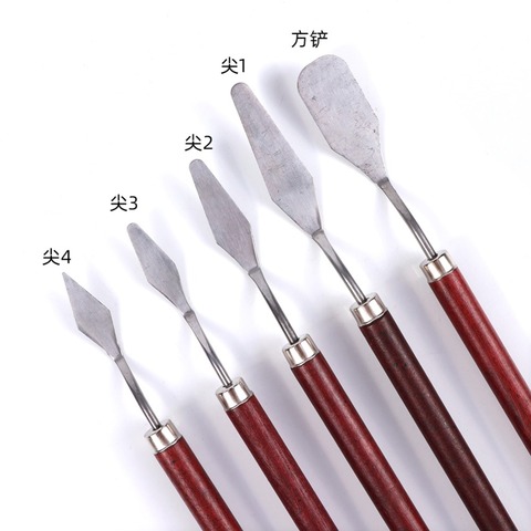 5Pcs/set Stainless Steel Spatula Kit Palette Gouache Supplies for Oil Painting Knife Fine Arts Painting Tool Set Flexible Blades ► Photo 1/6