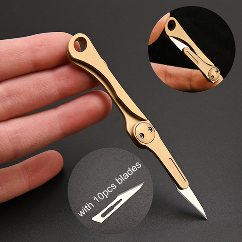 Brass Mini Folding Knife Utility Knife Disassemble Express Knife EDC Outdoor Tools ► Photo 1/6