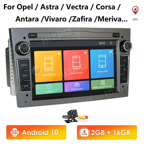 2 Din Android 10 Car NODVD Radio Stereo Player For Opel Astra H G J Vectra Antara Zafira Corsa Vivaro Meriva Veda GPS MirrorLink ► Photo 1/6
