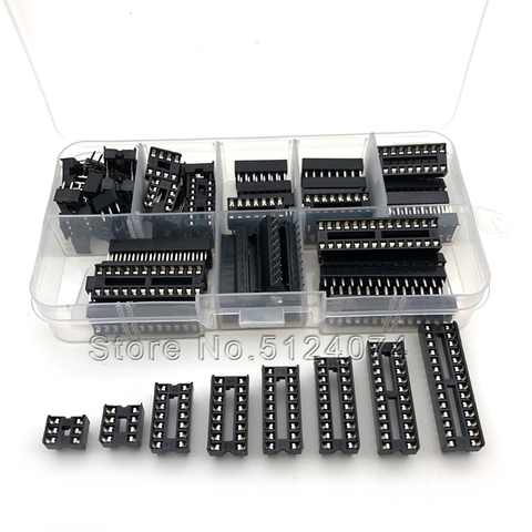 66pcs/lot 8 kinds IC socket sample package chip socket flat foot DIP  6Pin/8Pin/14Pin/16Pin/18Pin/20Pin/24Pin/28Pin ► Photo 1/3