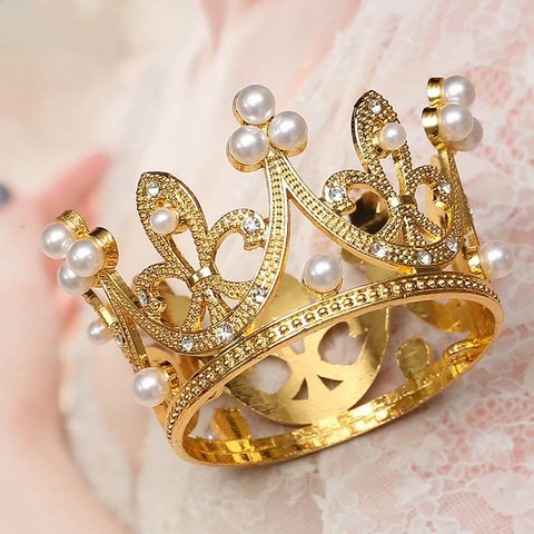 Luxury Mini Golden Silver Pearl Crown Cake Topper Metal Hollow Shiny  Handmade Cake Decor Kids Birthday Party Wedding Supplies - Price history &  Review, AliExpress Seller - KALAX Official Store