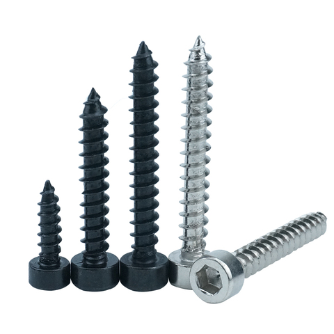 100/50pcs M2 M2.6 M3 M4 M5 M6 Hexagon Hex Socket Cap Head Self Tapping Screw Stainless Steel Black Allen Head Screw for Speaker ► Photo 1/5