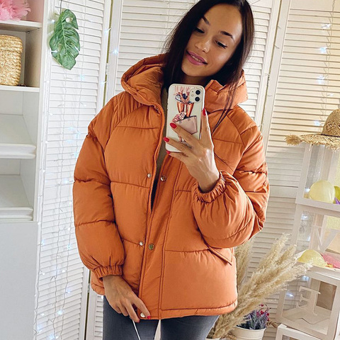 2022 new Women Parkas jacket Fashion solid thick warm winter hooded jacket coat winter parkas solid outwear jacket ► Photo 1/6