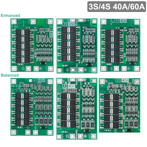 3S/4S 40A/60A Li-ion Lithium Battery Charger Protection Board 18650 BMS For Drill Motor Enhance/Balanced 11.1V/12.6V/14.8V/16.8V ► Photo 1/6