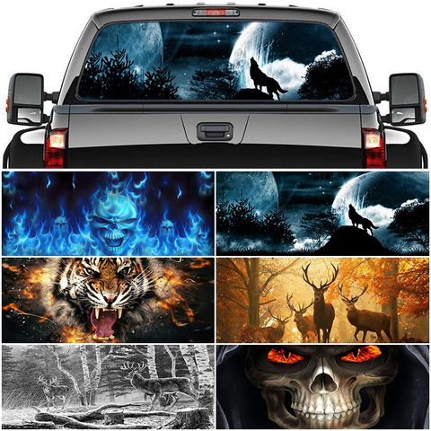 For Pickup Car Surprise 3D Rear Windshield Sticker 135x36/146x46cm One Way Vision Material OEM Unique ORC Thriller Sticker Scary ► Photo 1/6