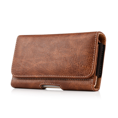 Universal wallet cellphone case belt mobile phone bag hanging waist cover Holster 4.7/5.5/6.3 inch retro leather magnetic pouch ► Photo 1/6