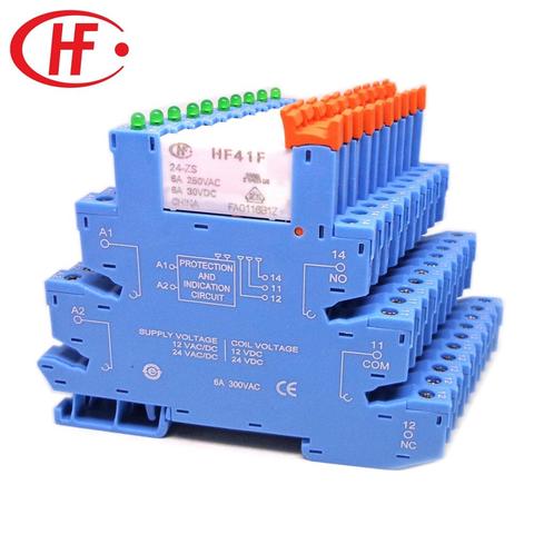 10pcs HF41F 24-ZS 12-ZS 5V 12V 24V 230V 6A 1CO Slim/SSR Relay Mount On Screw Socket with LED and Protection Circuit Wafer relay ► Photo 1/6