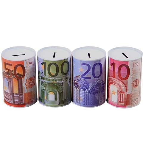Euro Dollar Money Box Safe Cylinder Piggy Bank Banks For Coins Deposit Storage Boxes Home Decoration ► Photo 1/6