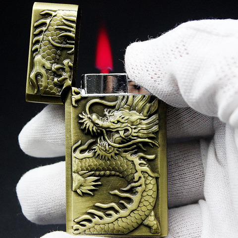 Crisp Sound Torch Lighter Butane Jet Gas Lighter Metal Chinese Dragon 1300 C Windproof Cigar Lighter Outdoor Gadgets For Man ► Photo 1/6