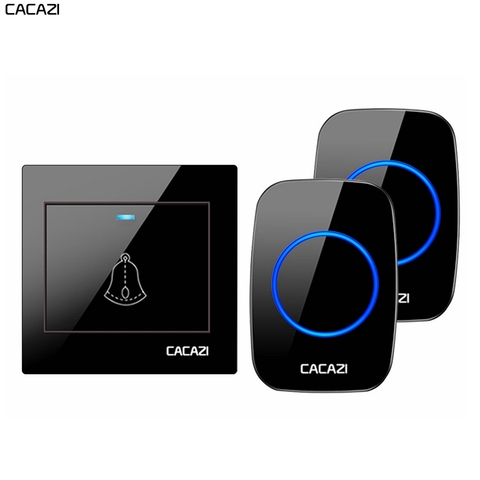 CACAZI Wireless Doorbell Waterproof 60 chimes 5 Volume Home Cordless Door Ring Bell 220V US EU UK Plug 1 2 Button 1 2 3 Receiver ► Photo 1/6