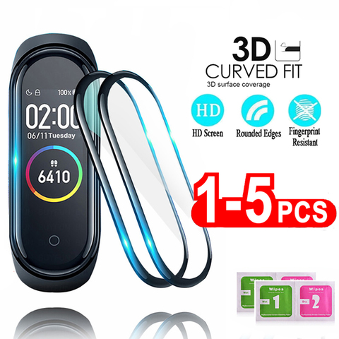 3D Protective Glass for Xiaomi mi band 4 5 glass film for Mi band5 Smart Watchband 4 5 Soft Screen Protector Film For mi band 4 ► Photo 1/6