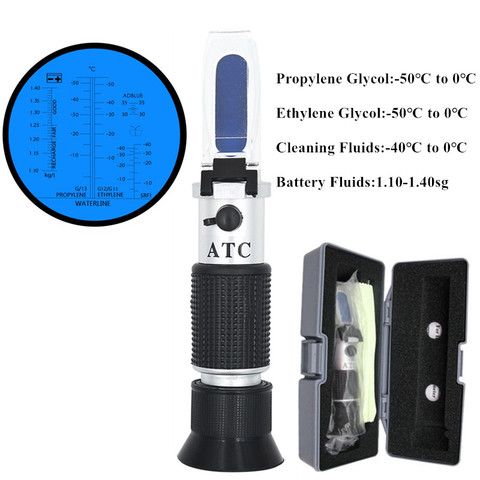 With retail box Hand held refractometr Temperature Compensation Ethylene Glycol -50C-0C Battery Acid Antifreeze coolant 40%off ► Photo 1/6