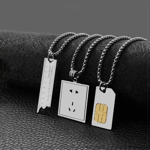 Fashion retro fashion brand broken ruler pendant socket phone card golden chip hip-hop jewelry pendant hot sale ► Photo 1/6