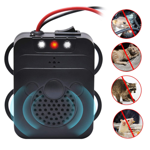 Car Under Hood Animal Pest Repeller Vehicle Rodent Repellent Ultrasonic Rat Deterrent Trap 12V Automobile With LED Flashlight ► Photo 1/6